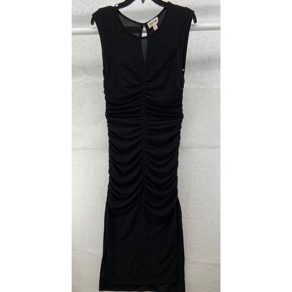 Open Edit Dress Womens Sz M Black Scrunch Style‎ Front & Back Midi Lace - Picture 1 of 10